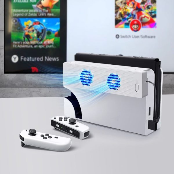 TNP Cooling Fan for Nintendo Switch and Switch OLED - External Dock Station Cooling Fan for Nintendo Switch OLED - High Speed Silent Fan Effective Heat Dissipation - USB Port Input, White - Image 8