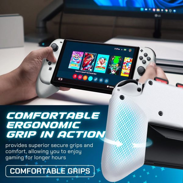 TNP Grip Case for Nintendo Switch OLED - Foldable Ergonomic Switch Grip with Slim, Lightweight, Comfortable Handle & 4 Game Card Slots Compatible with N-Switch OLED Model(2021) ONLY, White - Image 2