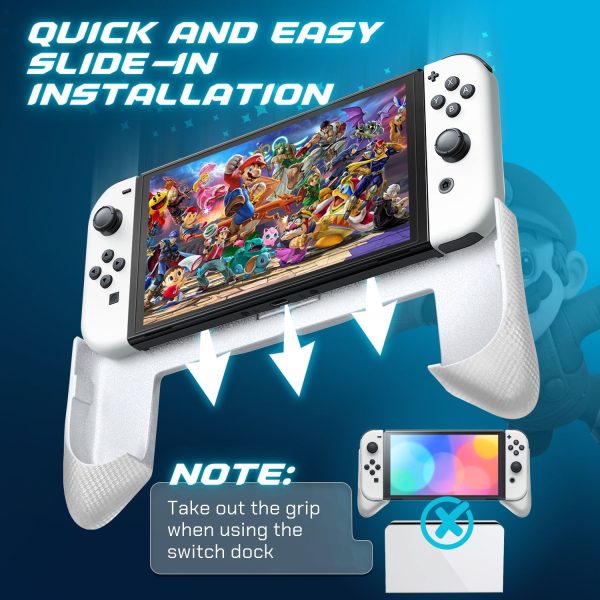TNP Grip Case for Nintendo Switch OLED - Foldable Ergonomic Switch Grip with Slim, Lightweight, Comfortable Handle & 4 Game Card Slots Compatible with N-Switch OLED Model(2021) ONLY, White - Image 3