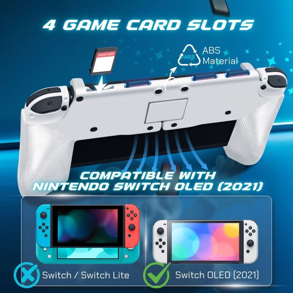 TNP Grip Case for Nintendo Switch OLED - Foldable Ergonomic Switch Grip with Slim, Lightweight, Comfortable Handle & 4 Game Card Slots Compatible with N-Switch OLED Model(2021) ONLY, White - Image 4