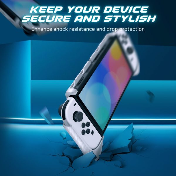 TNP Grip Case for Nintendo Switch OLED - Foldable Ergonomic Switch Grip with Slim, Lightweight, Comfortable Handle & 4 Game Card Slots Compatible with N-Switch OLED Model(2021) ONLY, White - Image 6