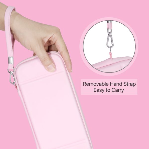 TNP Carrying Case For Nintendo Switch - Easy Carry Switch OLED Travel Case With Removable Wristlet Strap, Slim Case for Nintendo Switch with 10 Game Card Storage & 4x Thumb Grip Caps, Light Pink - Image 5