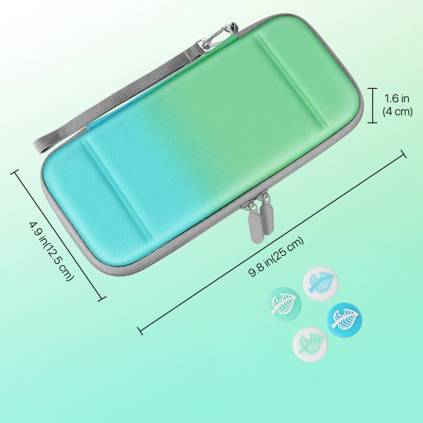TNP Carrying Case For Nintendo Switch - Easy Carry Switch OLED Travel Case With Removable Wristlet Strap, Slim Case for Nintendo Switch with 10 Game Card Storage & 4x Thumb Grip Caps, Blue Green - Image 6