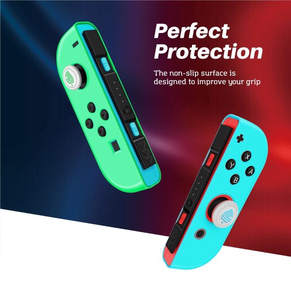 TNP Joycon Case for Nintendo Switch - Silicone Joy Con Case for Nintendo Switch & Switch Oled - Protective Switch Controller Case Cover with Thumb Grip Caps for Nintendo Switch Joycon (White Leaf) - Image 2