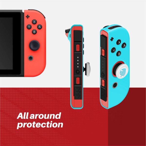TNP Joycon Case for Nintendo Switch - Silicone Joy Con Case for Nintendo Switch & Switch Oled - Protective Switch Controller Case Cover with Thumb Grip Caps for Nintendo Switch Joycon (White Leaf) - Image 3