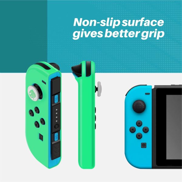 TNP Joycon Case for Nintendo Switch - Silicone Joy Con Case for Nintendo Switch & Switch Oled - Protective Switch Controller Case Cover with Thumb Grip Caps for Nintendo Switch Joycon (White Leaf) - Image 4