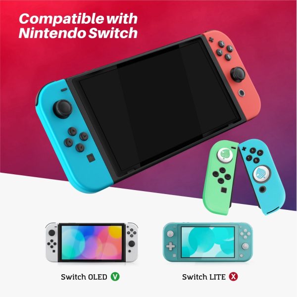 TNP Joycon Case for Nintendo Switch - Silicone Joy Con Case for Nintendo Switch & Switch Oled - Protective Switch Controller Case Cover with Thumb Grip Caps for Nintendo Switch Joycon (White Leaf) - Image 5