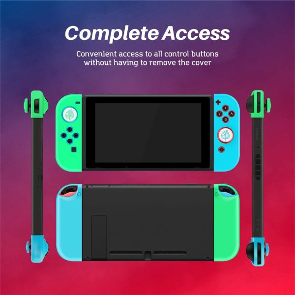 TNP Joycon Case for Nintendo Switch - Silicone Joy Con Case for Nintendo Switch & Switch Oled - Protective Switch Controller Case Cover with Thumb Grip Caps for Nintendo Switch Joycon (White Leaf) - Image 6