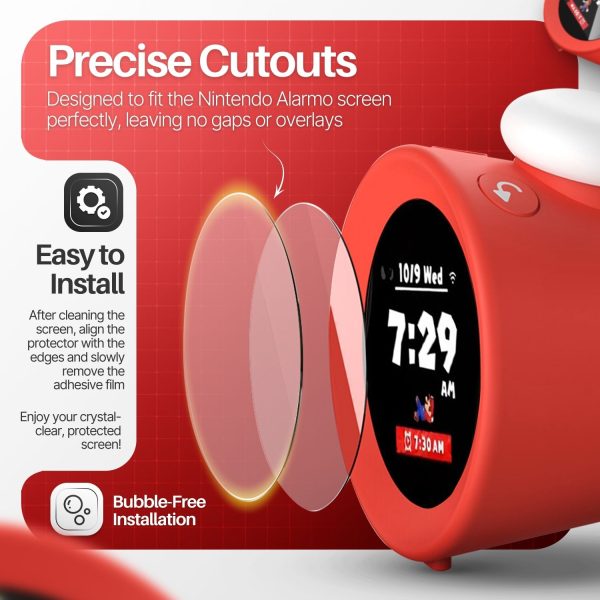 TNP Screen Protector for Nintendo Sound Clock Alarmo - Transparent HD Clear Tempered Glass  Film Compatible with Alarmo Nintendo Clock - 9H Scratch Resistant, Anti-Fingerprint, Easy-Install, 2-Pack - Image 3