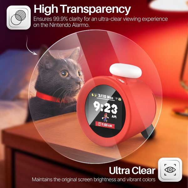 TNP Screen Protector for Nintendo Sound Clock Alarmo - Transparent HD Clear Tempered Glass  Film Compatible with Alarmo Nintendo Clock - 9H Scratch Resistant, Anti-Fingerprint, Easy-Install, 2-Pack - Image 4