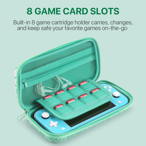 TNP Travel Case for Switch Lite New Horizon Animal Leaf Crossing Portable Carry Hard Shell EVA Material Pouch Deluxe Cover for Switch Lite Console, Joy Con Controller, Game Card Holders - Image 3