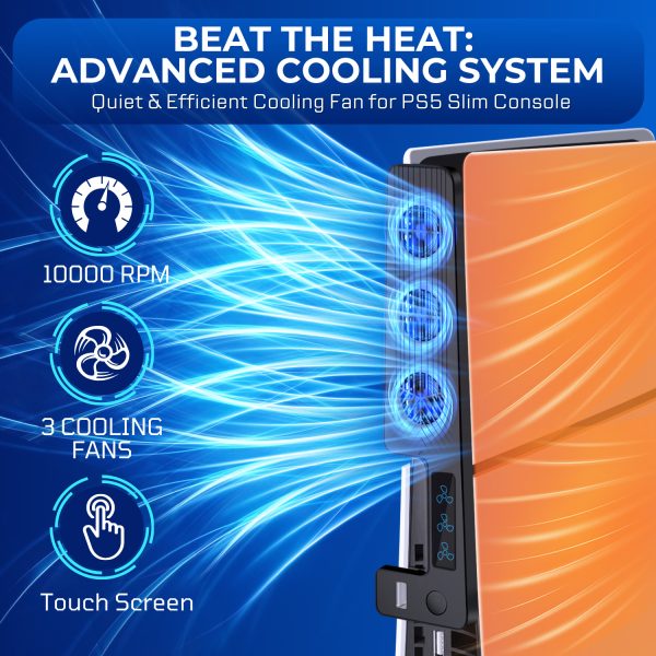 TNP Cooling Fan for PS5 Slim Console - Black Cooling Fan for Playstation 5 Slim with 3x Fans - 3 Speed Modes Cooler for PS5 Slim with 1x USB Port for Controller & Accessories (for PS5 SLIM ONLY) - Image 2