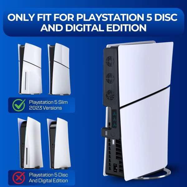 TNP Cooling Fan for PS5 Slim Console - Black Cooling Fan for Playstation 5 Slim with 3x Fans - 3 Speed Modes Cooler for PS5 Slim with 1x USB Port for Controller & Accessories (for PS5 SLIM ONLY) - Image 5