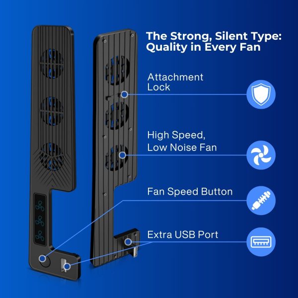 TNP Cooling Fan for PS5 Slim Console - Black Cooling Fan for Playstation 5 Slim with 3x Fans - 3 Speed Modes Cooler for PS5 Slim with 1x USB Port for Controller & Accessories (for PS5 SLIM ONLY) - Image 6