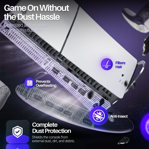 TNP Dust Cover for PS5 Slim Console - Protective Dust Filter for PS5 Slim Disc & Digital Edition -  Precision Fit Dust Prevention Plug Set Cover for Filtering Dust and Pet Hair (for PS5 SLIM ONLY) - Image 3