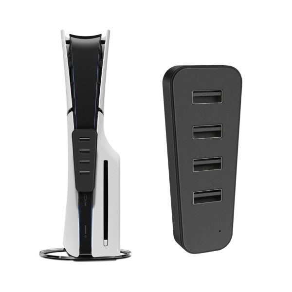 TNP 4 Port USB Hub for PS5 Slim Edition - High-Speed USB 2.0 Port Extender Adapter Accessories Expansion Hub Connector Expander for Playstation 5 Slim ONLY, Black