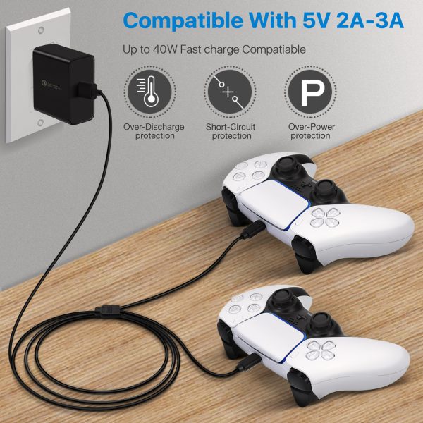TNP Controller Charging Cord Dual Charging Cable USB-A to USB-C, Charge & Play for PS5 DualSense/ Xbox Series X/S Core Wireless / X-box One Wired Controller / Nintendo Switch Pro Controller - 10FT - Image 4