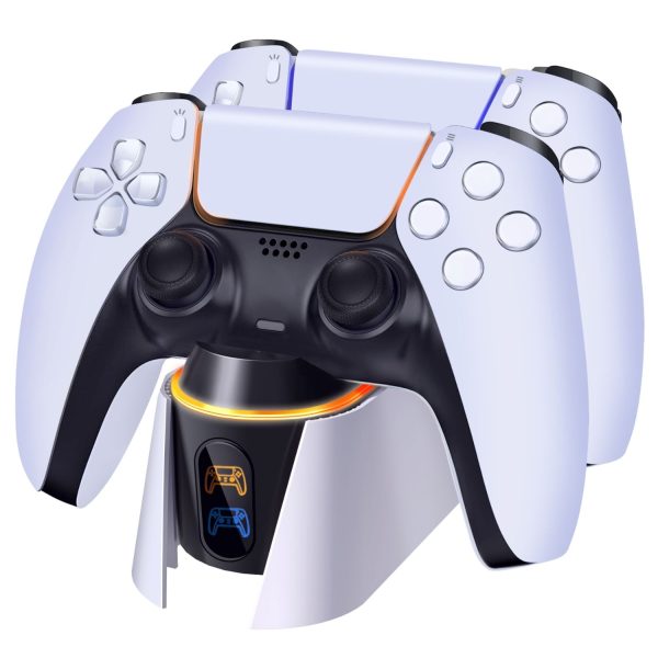 TNP Dual Charging Station for PS5 Controller - Wireless Charging Dock for PS5 Controller with LED Indicator - Fast Charger Stand for Playstation 5 Dualsense Controller with Type-C USB Cable