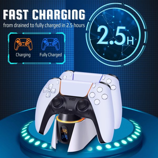 TNP Dual Charging Station for PS5 Controller - Wireless Charging Dock for PS5 Controller with LED Indicator - Fast Charger Stand for Playstation 5 Dualsense Controller with Type-C USB Cable - Image 2