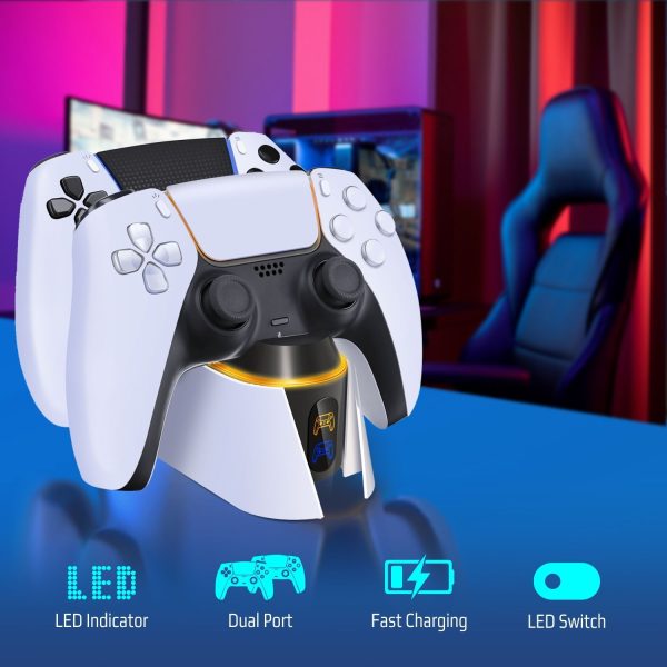 TNP Dual Charging Station for PS5 Controller - Wireless Charging Dock for PS5 Controller with LED Indicator - Fast Charger Stand for Playstation 5 Dualsense Controller with Type-C USB Cable - Image 3