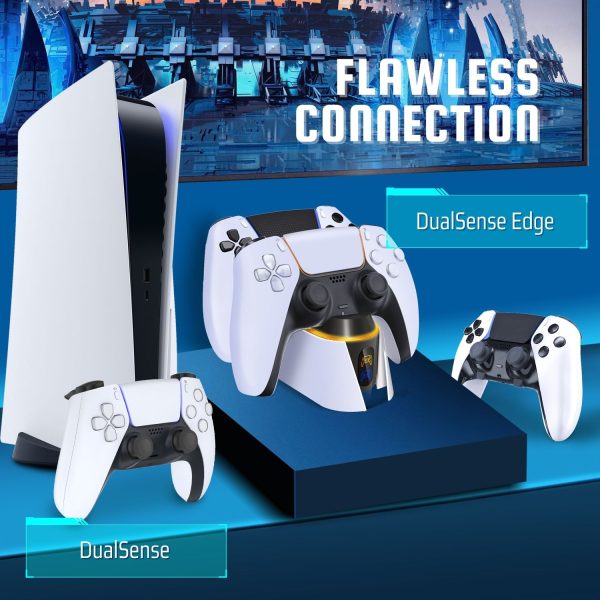 TNP Dual Charging Station for PS5 Controller - Wireless Charging Dock for PS5 Controller with LED Indicator - Fast Charger Stand for Playstation 5 Dualsense Controller with Type-C USB Cable - Image 4