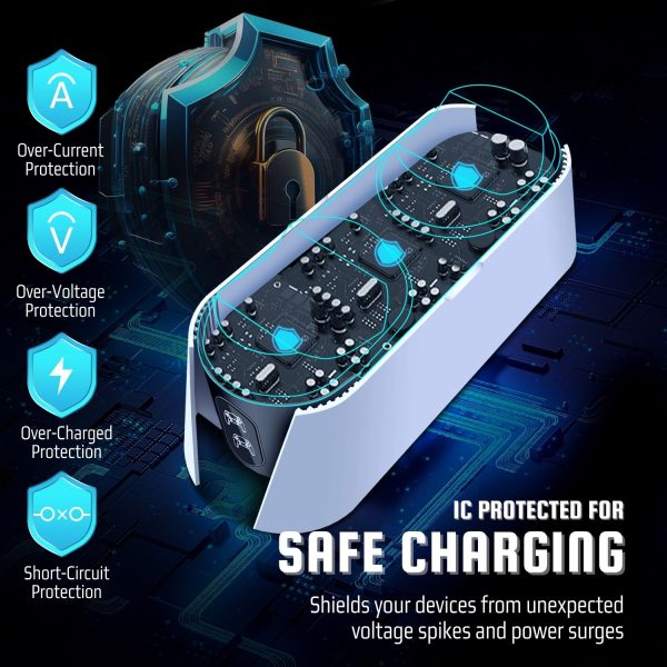 TNP Dual Charging Station for PS5 Controller - Wireless Charging Dock for PS5 Controller with LED Indicator - Fast Charger Stand for Playstation 5 Dualsense Controller with Type-C USB Cable - Image 5