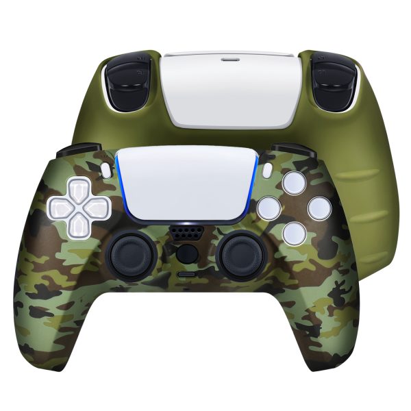 TNP Controller Case for PS5 Silicone Controller Skin for Dualsense Cover + 8 Pro Thumb Grips Set Sony Playstation 5 Skins Accessories Camo Green with Ergonomic Textured Grip - Image 4
