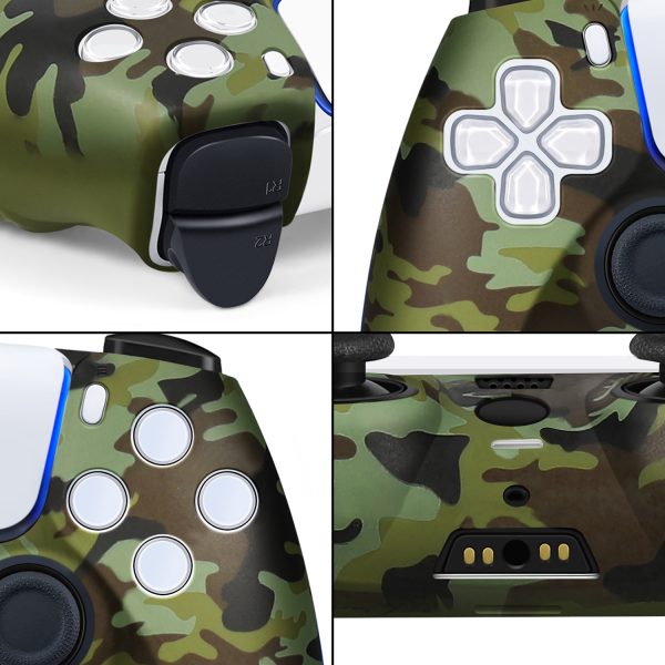 TNP Controller Case for PS5 Silicone Controller Skin for Dualsense Cover + 8 Pro Thumb Grips Set Sony Playstation 5 Skins Accessories Camo Green with Ergonomic Textured Grip - Image 5