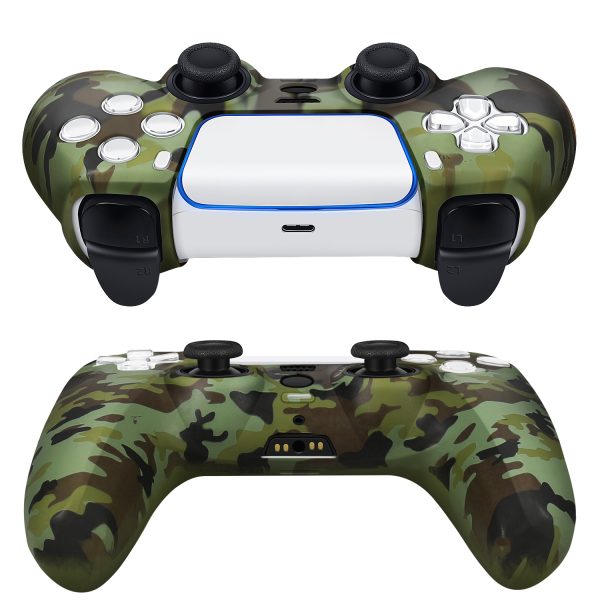 TNP Controller Case for PS5 Silicone Controller Skin for Dualsense Cover + 8 Pro Thumb Grips Set Sony Playstation 5 Skins Accessories Camo Green with Ergonomic Textured Grip - Image 6