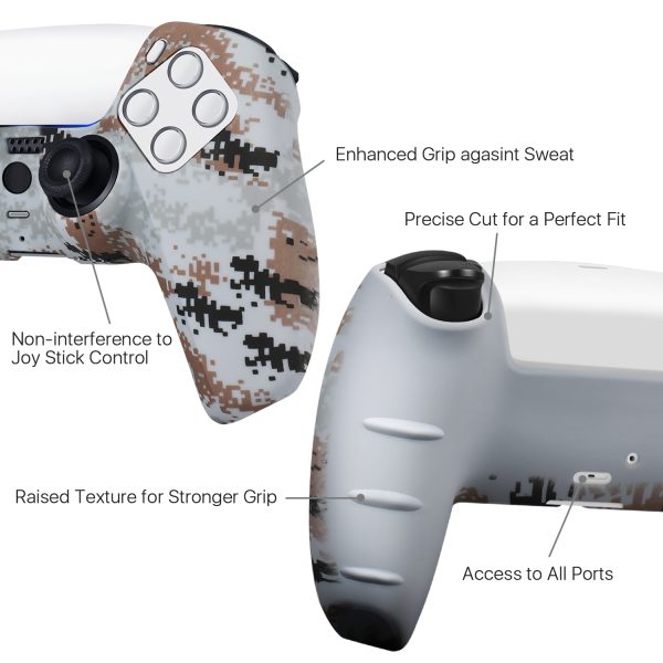 TNP Controller Case for PS5 Silicone Controller Skin for Dualsense Cover + 8 Pro Thumb Grips Set Sony Playstation 5 Skins Accessories Camo Gray with Ergonomic Textured Grip - Image 3
