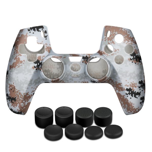 TNP Controller Case for PS5 Silicone Controller Skin for Dualsense Cover + 8 Pro Thumb Grips Set Sony Playstation 5 Skins Accessories Camo Gray with Ergonomic Textured Grip - Image 8