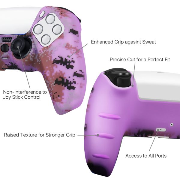 TNP Controller Case for PS5 Silicone Controller Skin for Dualsense Cover + 8 Pro Thumb Grips Set Sony Playstation 5 Skins Accessories Camo Purple with Ergonomic Textured Grip - Image 3
