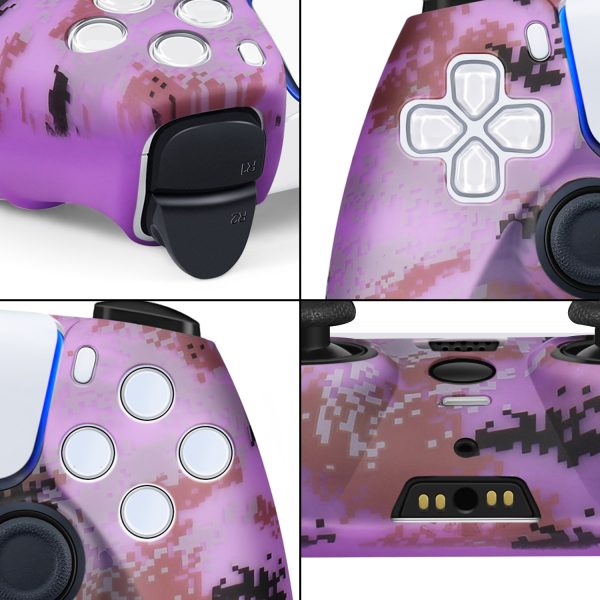 TNP Controller Case for PS5 Silicone Controller Skin for Dualsense Cover + 8 Pro Thumb Grips Set Sony Playstation 5 Skins Accessories Camo Purple with Ergonomic Textured Grip - Image 6