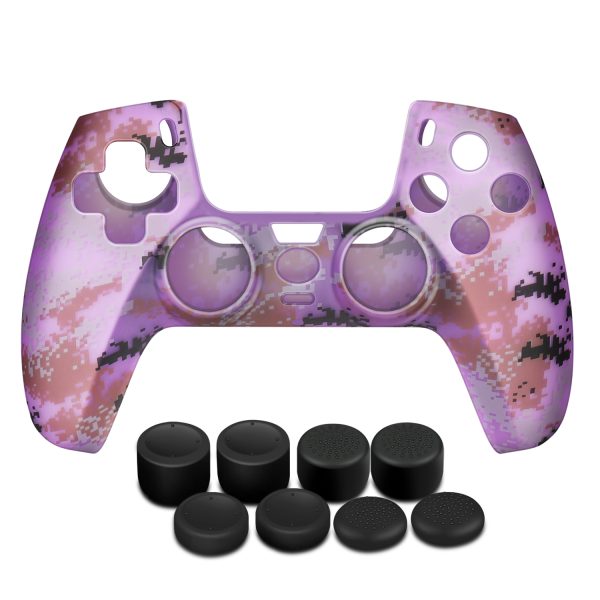 TNP Controller Case for PS5 Silicone Controller Skin for Dualsense Cover + 8 Pro Thumb Grips Set Sony Playstation 5 Skins Accessories Camo Purple with Ergonomic Textured Grip - Image 8