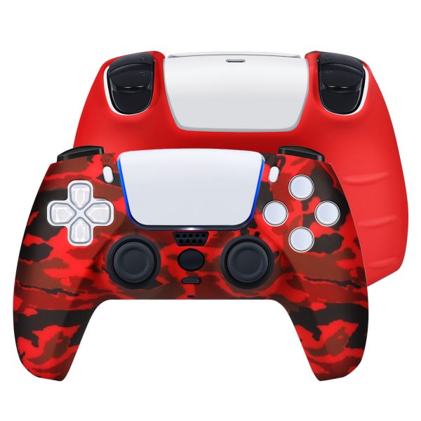 TNP Controller Case for PS5 Silicone Controller Skin for Dualsense Cover + 8 Pro Thumb Grips Set Sony Playstation 5 Skins Accessories Camo Red with Ergonomic Textured Grip - Image 5