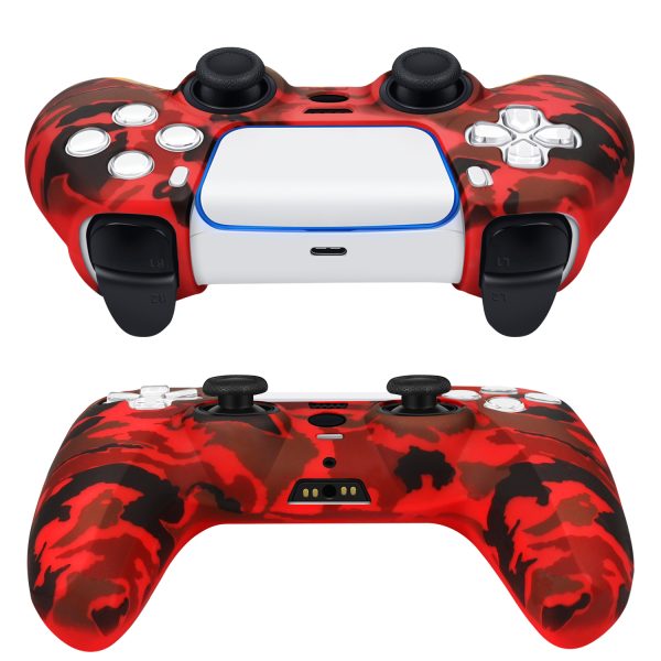 TNP Controller Case for PS5 Silicone Controller Skin for Dualsense Cover + 8 Pro Thumb Grips Set Sony Playstation 5 Skins Accessories Camo Red with Ergonomic Textured Grip - Image 7
