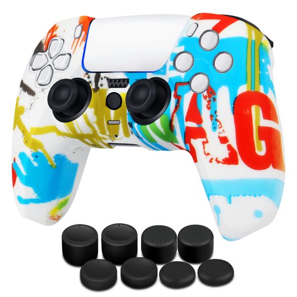 TNP Controller Case for PS5 Silicone Controller Skin for Dualsense Cover + 8 Pro Thumb Grips Set Sony Playstation 5 Skins Accessories Paint with Ergonomic Textured Grip