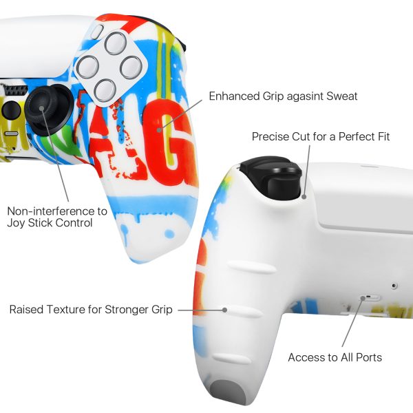 TNP Controller Case for PS5 Silicone Controller Skin for Dualsense Cover + 8 Pro Thumb Grips Set Sony Playstation 5 Skins Accessories Paint with Ergonomic Textured Grip - Image 3