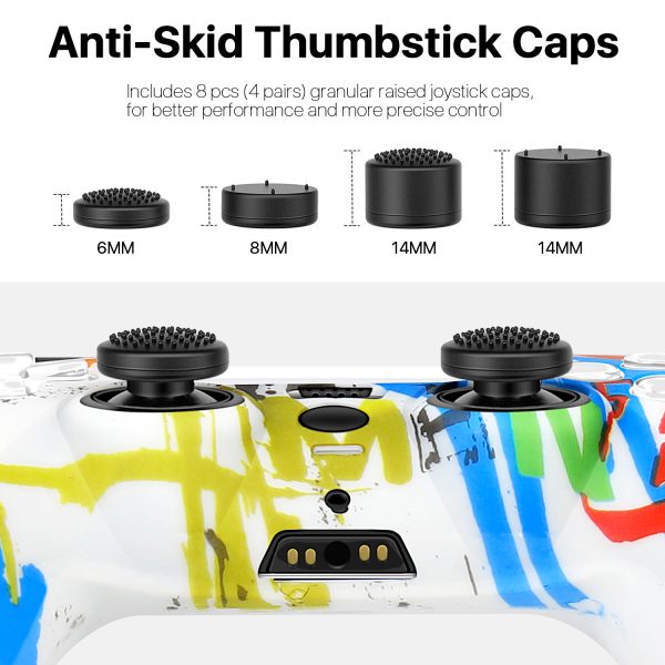 TNP Controller Case for PS5 Silicone Controller Skin for Dualsense Cover + 8 Pro Thumb Grips Set Sony Playstation 5 Skins Accessories Paint with Ergonomic Textured Grip - Image 4