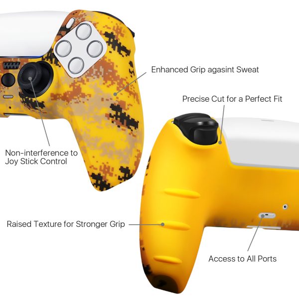 TNP Controller Case for PS5 Silicone Controller Skin for Dualsense Cover + 8 Pro Thumb Grips Set Sony Playstation 5 Skins Accessories Camo Yellow with Ergonomic Textured Grip - Image 3