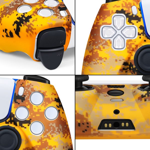 TNP Controller Case for PS5 Silicone Controller Skin for Dualsense Cover + 8 Pro Thumb Grips Set Sony Playstation 5 Skins Accessories Camo Yellow with Ergonomic Textured Grip - Image 6