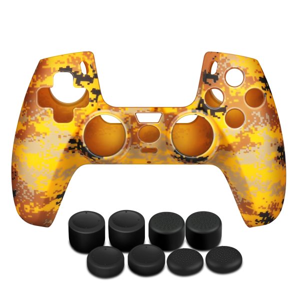 TNP Controller Case for PS5 Silicone Controller Skin for Dualsense Cover + 8 Pro Thumb Grips Set Sony Playstation 5 Skins Accessories Camo Yellow with Ergonomic Textured Grip - Image 8
