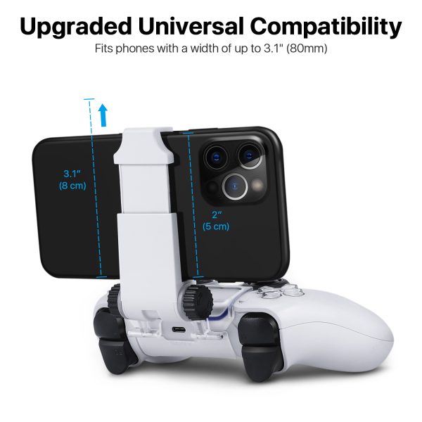 TNP PS5 Controller Phone Mount - Universal Phone Controller Mount for Playstation DualSense Controller - Adjustable Viewing Angle Mobile Gaming Clip for PS Remote Play - Image 3