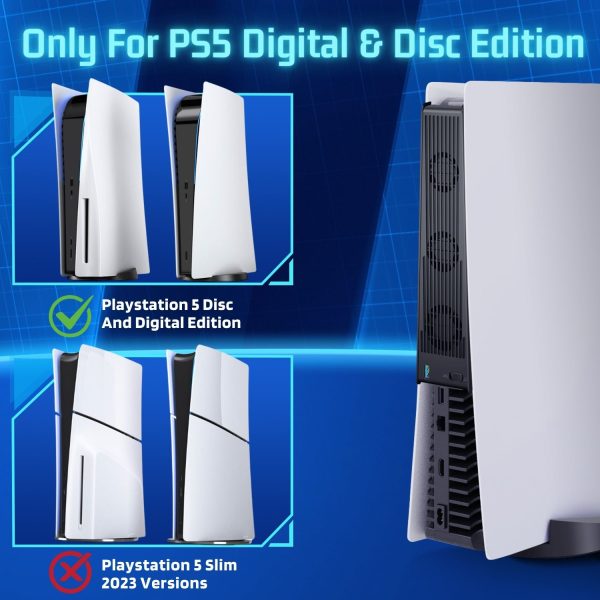 TNP Cooling Fan for PS5 - External High-Speed Silent Cooler Fan for Playstation 5 Disc and Digital Edition - Built-In 3 Fans, Light Indicator, Extra USB Port - Image 5