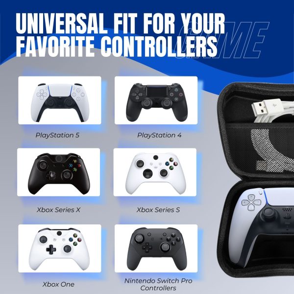 TNP Carrying Travel Storage Case for PS5 Controller, PS4 Controller, Xbox series X / S / Xbox One Controller, Nintendo Switch Pro Controller Holder Hard Shell Protective Cover EVA Accessories Pocket - Image 2