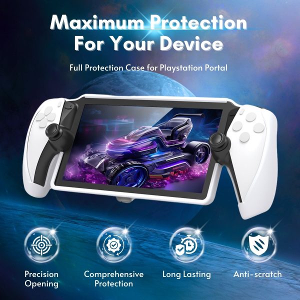 TNP Full Protective Case Cover for Playstation Portal - Anti-Slip TPU Protector Case for PS5 Portal- Detachable Front Shell Cover with Built-in Kickstand for PS Portal Remote Player (White) - Image 4