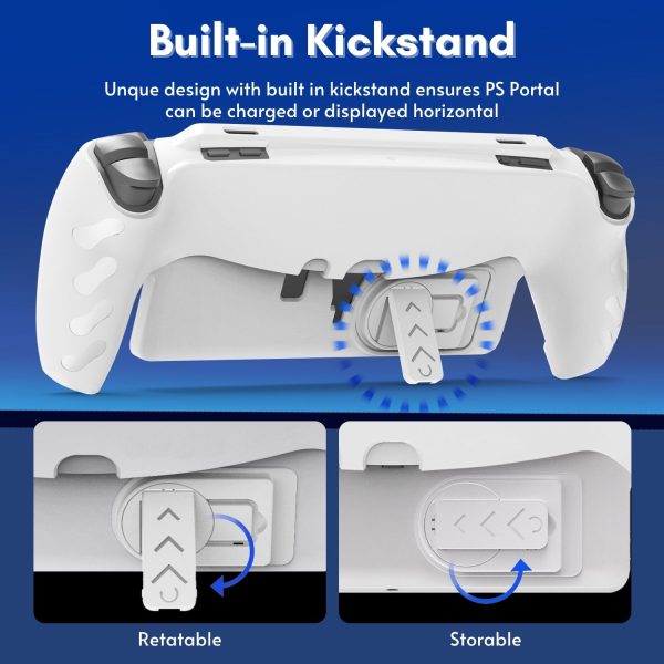 TNP Full Protective Case Cover for Playstation Portal - Anti-Slip TPU Protector Case for PS5 Portal- Detachable Front Shell Cover with Built-in Kickstand for PS Portal Remote Player (White) - Image 6