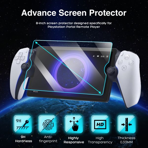 TNP 2-Pack Tempered Glass Screen Protector for PlayStation Portal Remote Player - 8-inch Transparent Clear Screen Protector for PS5 Portal - 9H Anti-Scratch Tempered Glass for PlayStation Portal - Image 2