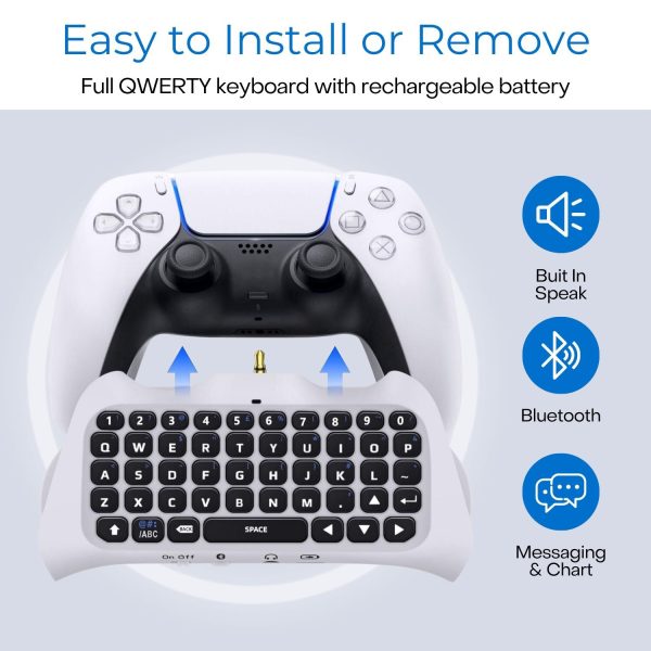 TNP Chatpad Controller Keyboard Attachment for PS5, Wireless Compact Keypad - The Ultimate QWERTY Gamepad Keyboard with Built-In Speaker for Live Chat and Messaging - Image 2