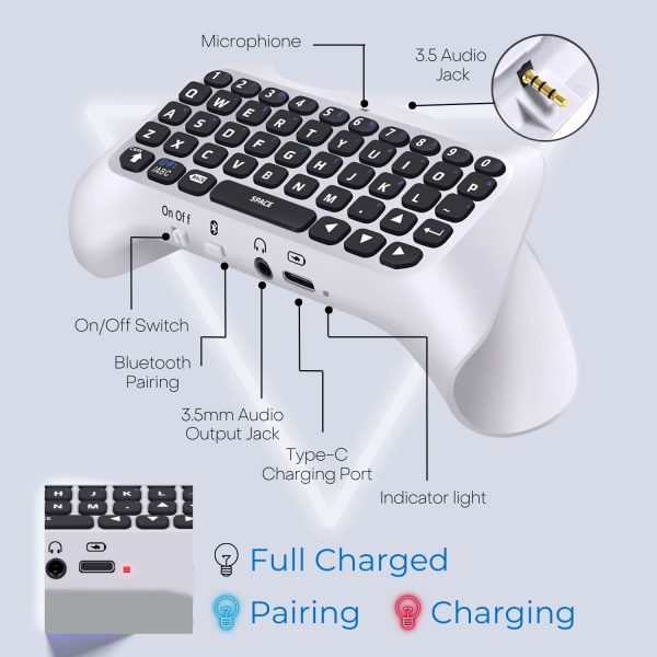 TNP Chatpad Controller Keyboard Attachment for PS5, Wireless Compact Keypad - The Ultimate QWERTY Gamepad Keyboard with Built-In Speaker for Live Chat and Messaging - Image 4